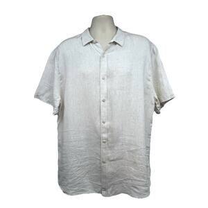 Free Line Athens Mens Beige Linen Button Up Casual Shirt XL Lightweight